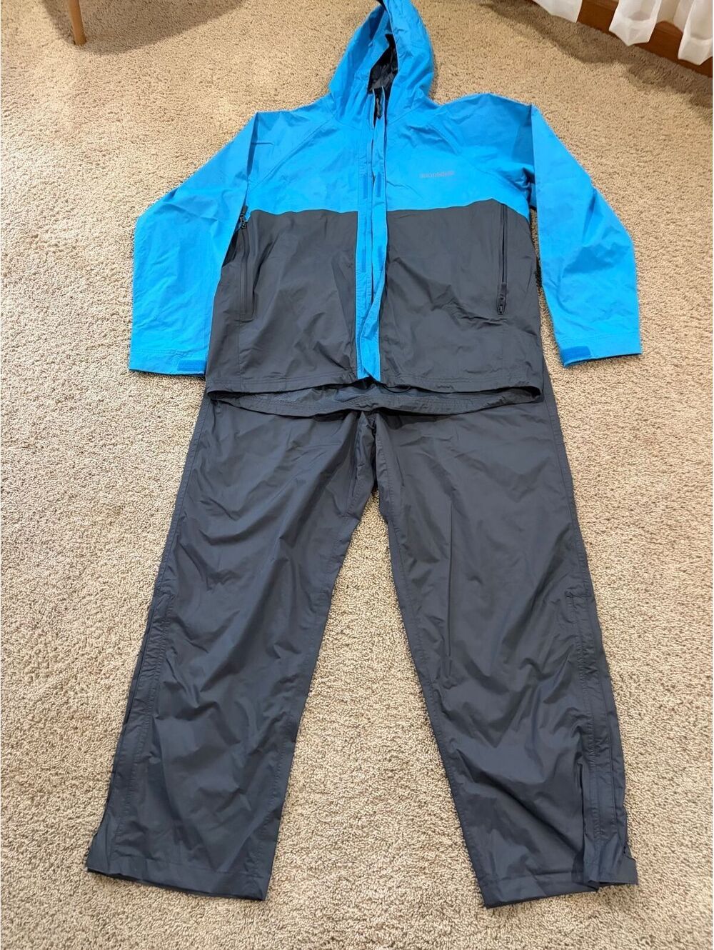Grundens Weather Watch Rain Suit Men XL Blue/Gray Waterproof Fishing Jacket Pant